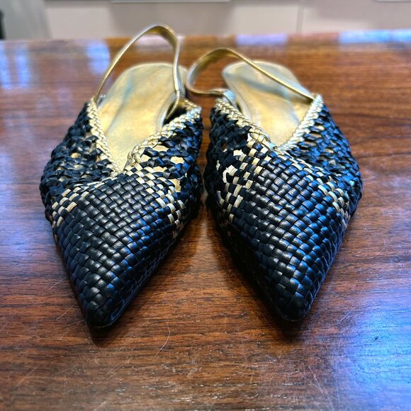 SANDRO Melena Woven Leather Slingback Point-toe Flats, size 39 (US 8.5) - Picture 6 of 7